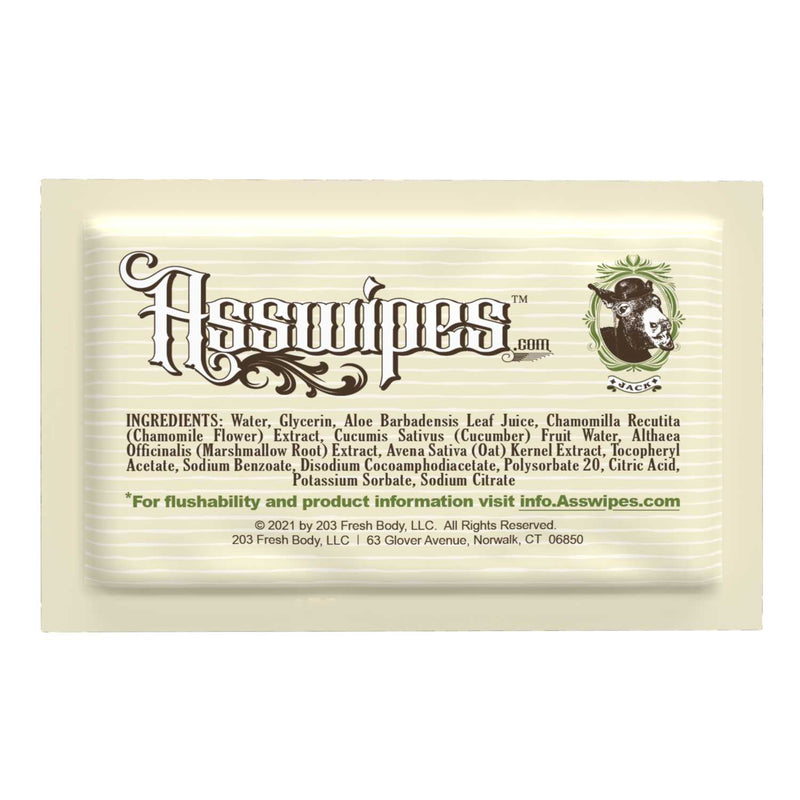 Asswipes Singles - Individually Wrapped Flushable Wipes (select quantity)