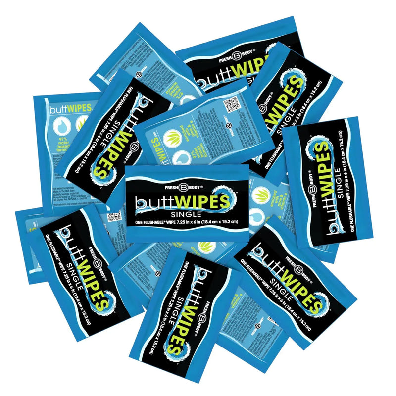 Buttwipes Singles - Individually Wrapped Flushable Wipes (select quantity) Fresh Body