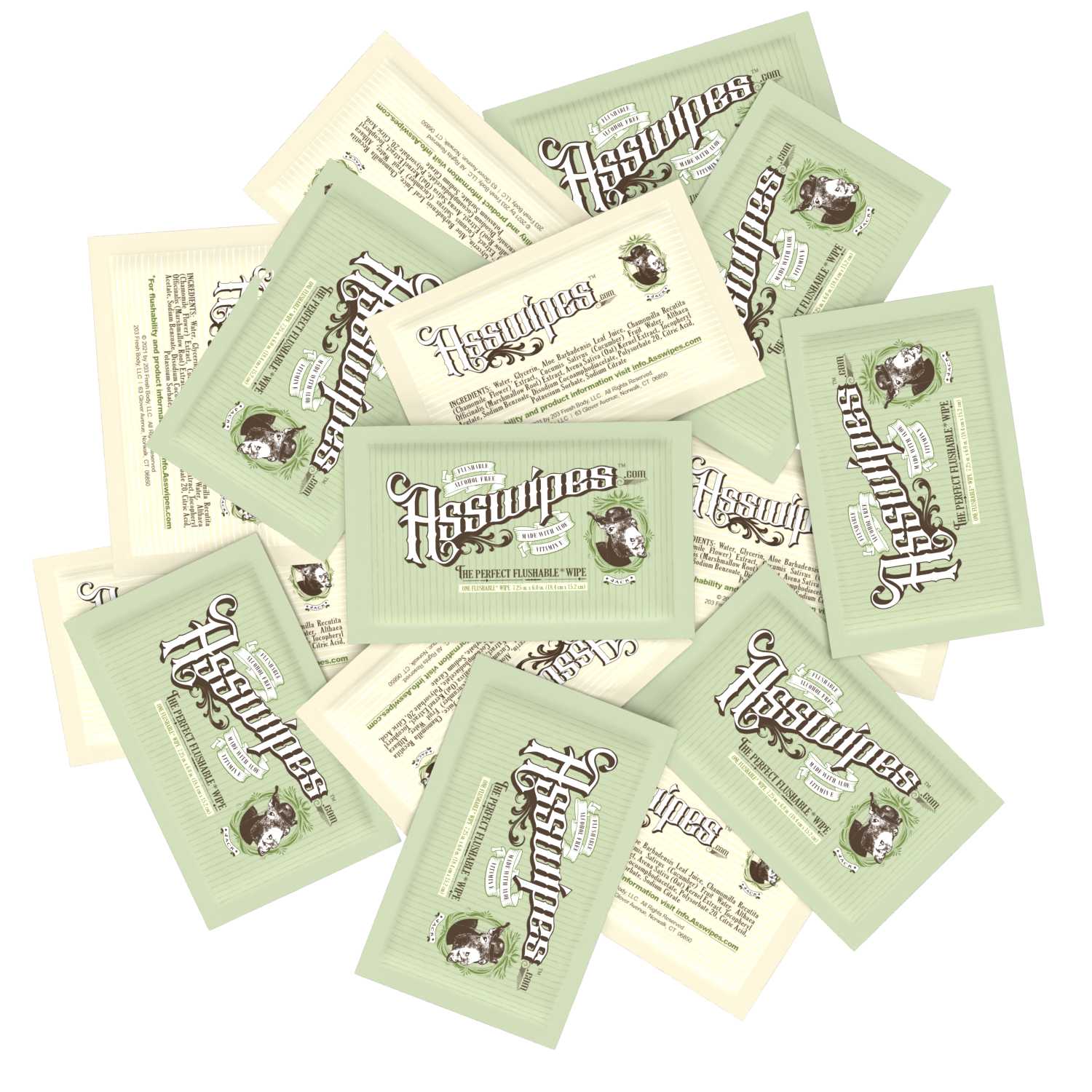 Asswipes Singles - Individually Wrapped Flushable Wipes (select quantity)